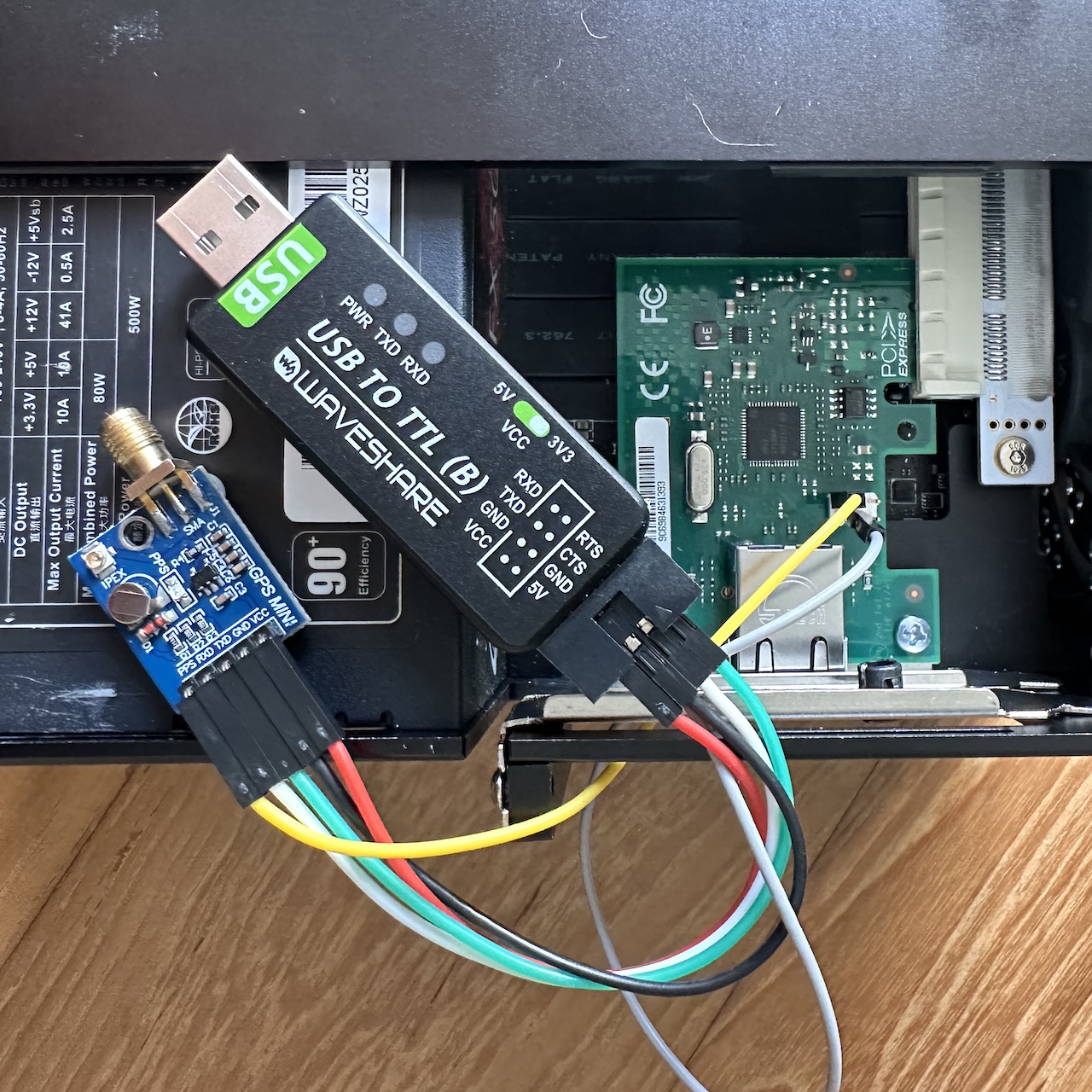GNSS board with USB-TTL converter connected to i210